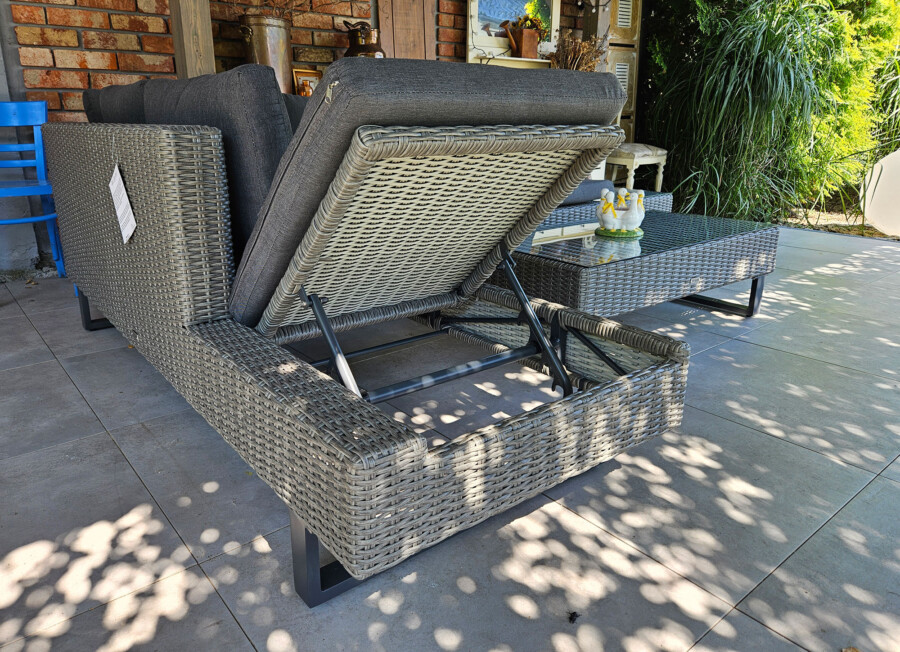 PINETO Narożnik z wbudowanym LEŻAKIEM Technorattan