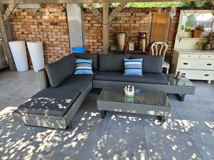 PINETO Narożnik z wbudowanym LEŻAKIEM Technorattan