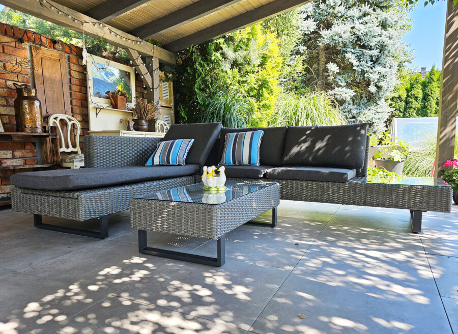 PINETO Narożnik z wbudowanym LEŻAKIEM Technorattan