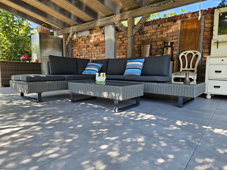 PINETO Narożnik z wbudowanym LEŻAKIEM Technorattan