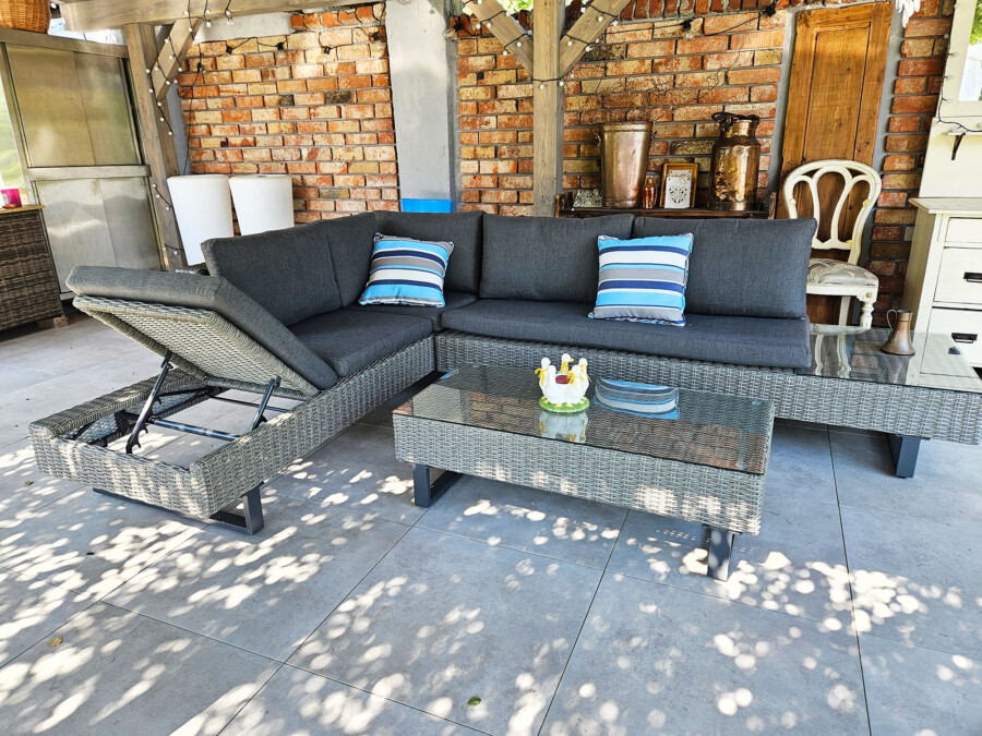 PINETO Narożnik z wbudowanym LEŻAKIEM Technorattan