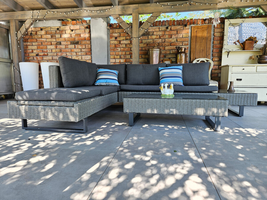 PINETO Narożnik z wbudowanym LEŻAKIEM Technorattan