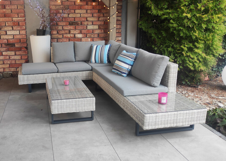 PINETO Narożnik z wbudowanym LEŻAKIEM Technorattan