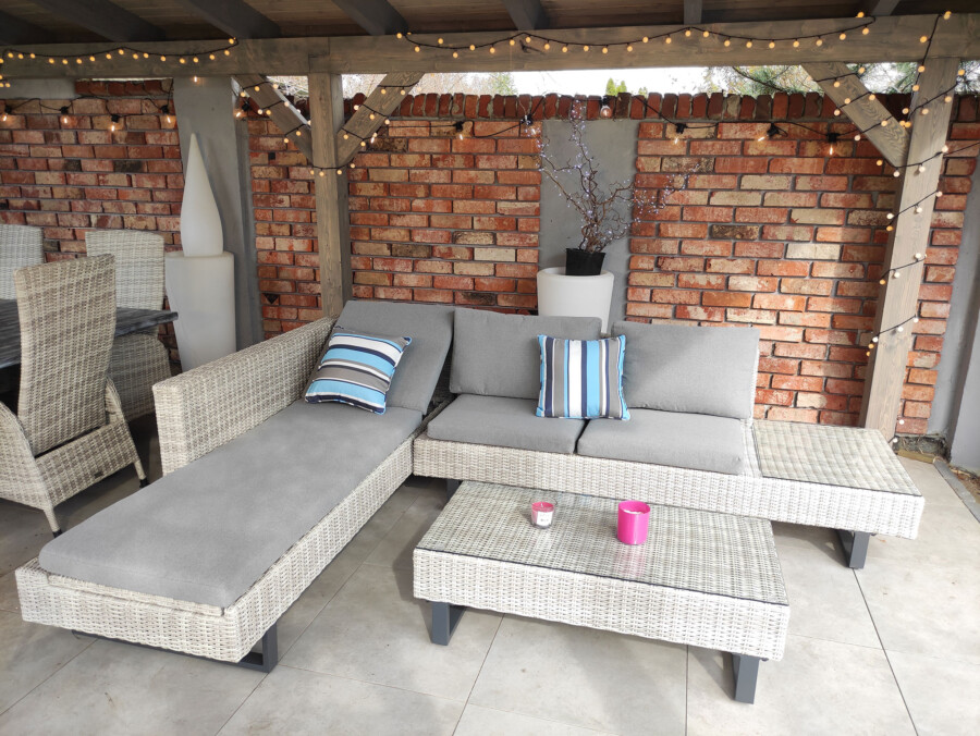 PINETO Narożnik z wbudowanym LEŻAKIEM Technorattan