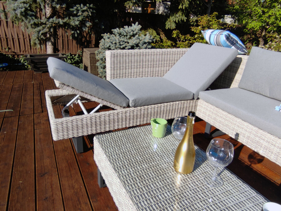 PINETO Narożnik z wbudowanym LEŻAKIEM Technorattan