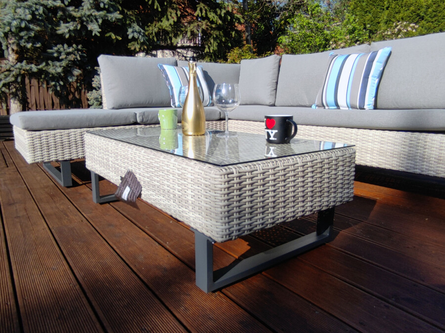 PINETO Narożnik z wbudowanym LEŻAKIEM Technorattan