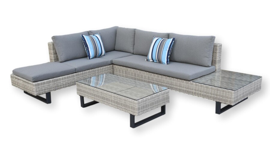 PINETO Narożnik z wbudowanym LEŻAKIEM Technorattan