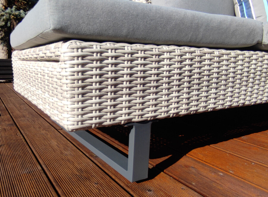 PINETO Narożnik z wbudowanym LEŻAKIEM Technorattan