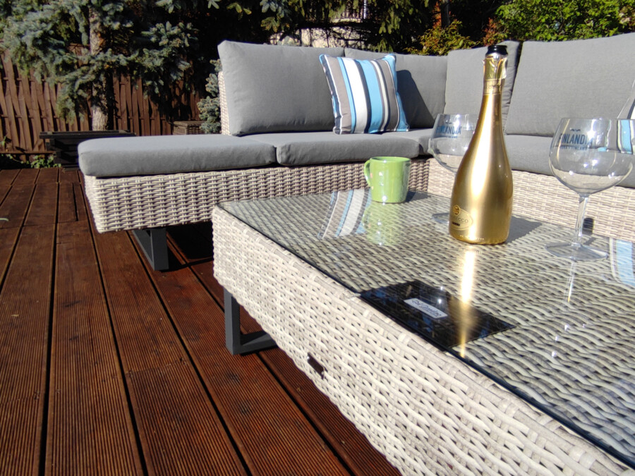 PINETO Narożnik z wbudowanym LEŻAKIEM Technorattan