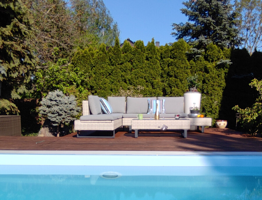 PINETO Narożnik z wbudowanym LEŻAKIEM Technorattan