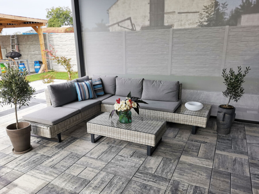 PINETO Narożnik z wbudowanym LEŻAKIEM Technorattan