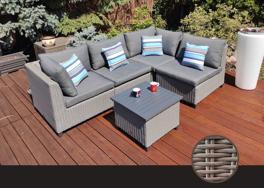 CROTONE Modułowy narożnik na taras z aluminiowymi nóżkami