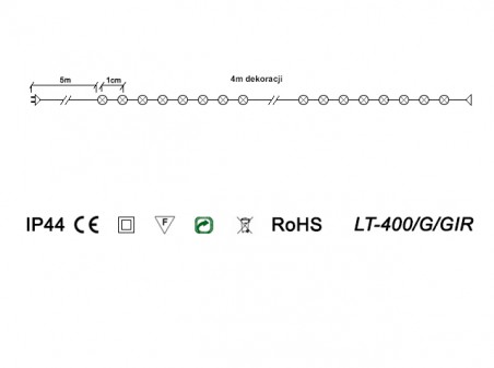 ZEWNĘTRZNE Dwukolorowe Perełki GIRLANDA 4m. LED LT400GGIR