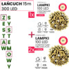 Lampki choinkowe łańcuch 15m 300 LED + flash. Zestaw systemowy (3 komplety)