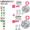 Lampki choinkowe łańcuch 15m 300 LED + flash. Zestaw systemowy (3 komplety)