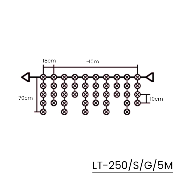 Kurtyna Sople 10m 250 LED + flash. Lampki systemowe (bez zasilacza)