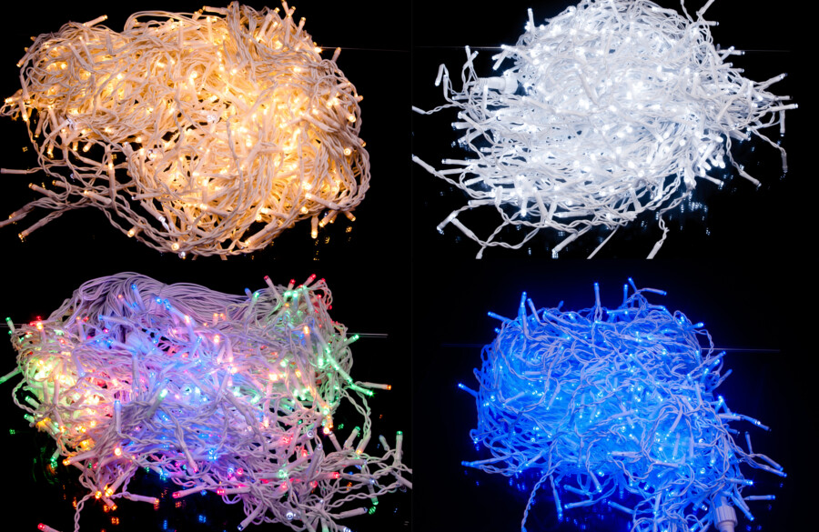 Kurtyna Sople 15m 300 LED + flash. Biały kabel