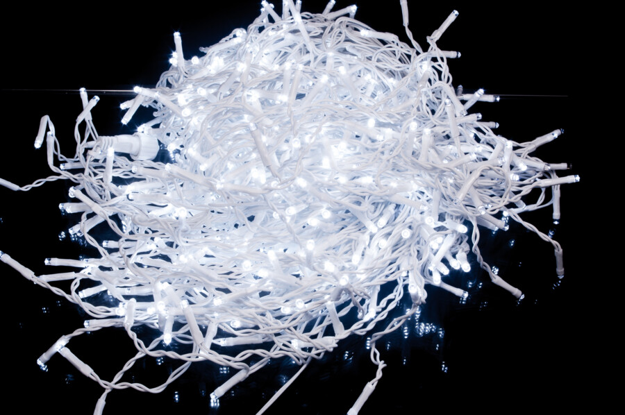 Kurtyna Sople 15m 300 LED + flash. Biały kabel