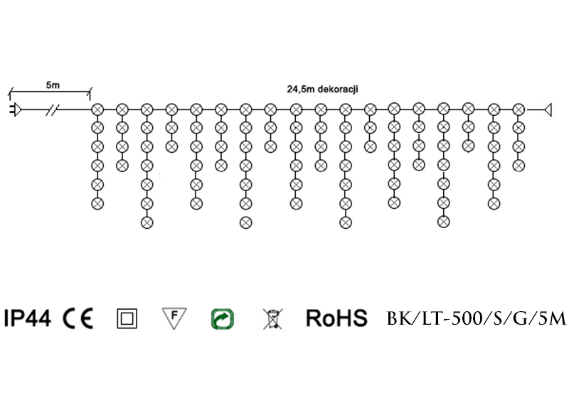 Kurtyna Sople 25m 500 LED + flash. Biały kabel Kurtyna Sople 25m 500 LED + flash. Biały kabel