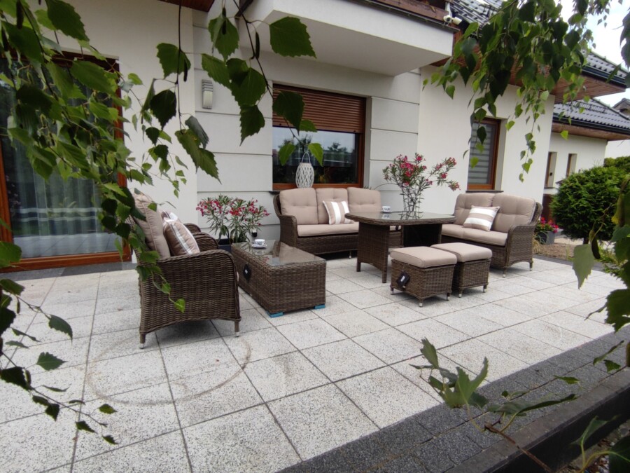 ARES PREMIUM Duży Zestaw Kawowo-Obiadowy z Technorattanu Meble Ogrodowe + SOFA 2