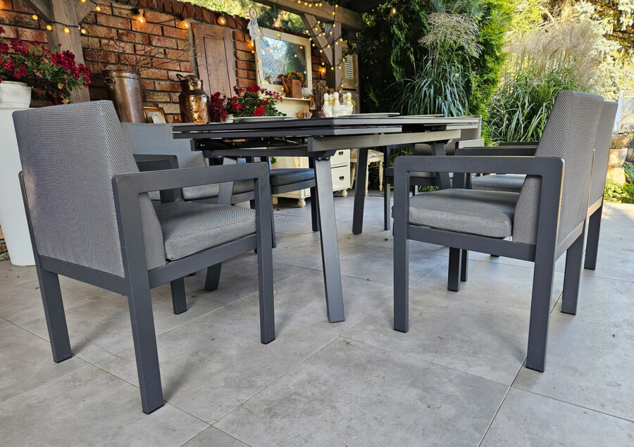 Rozkładany stół ogrodowy 150–250 – PAOLA | 6 foteli | Belgiardino