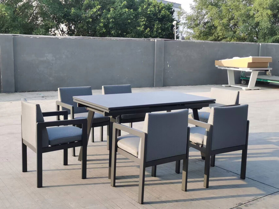 Rozkładany stół ogrodowy 150–250 – PAOLA | 6 foteli | Belgiardino