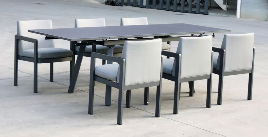 Rozkładany stół ogrodowy 150–250 – PAOLA | 6 foteli | Belgiardino