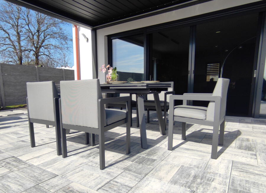 Rozkładany stół ogrodowy 150–250 – PAOLA | 6 foteli | Belgiardino