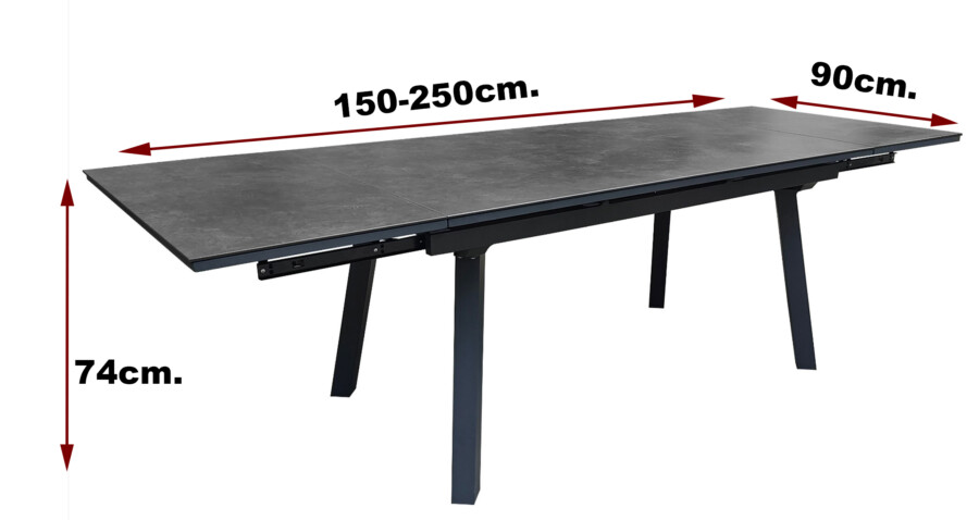 Rozkładany stół ogrodowy 150–250 – PAOLA | 6 foteli | Belgiardino