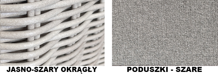 Duży komplet na taras TOSCANIA PREMIUM – kolor jasnoszary (technorattan i poduszki)