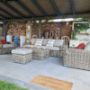 TOSCANIA - Meble tarasowe. Duża sofa, 2 fotele, stół, podnóżek. OKRĄGŁY TECHNORATTAN TOSCANIA - Meble tarasowe. Duża sofa, 2 fotele, stół, podnóżek. OKRĄGŁY TECHNORATTAN