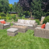 TOSCANIA - Meble tarasowe. Duża sofa, 2 fotele, stół, podnóżek. OKRĄGŁY TECHNORATTAN TOSCANIA - Meble tarasowe. Duża sofa, 2 fotele, stół, podnóżek. OKRĄGŁY TECHNORATTAN