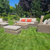 TOSCANIA - Meble tarasowe. Duża sofa, 2 fotele, stół, podnóżek. OKRĄGŁY TECHNORATTAN TOSCANIA - Meble tarasowe. Duża sofa, 2 fotele, stół, podnóżek. OKRĄGŁY TECHNORATTAN