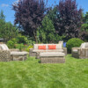 TOSCANIA - Meble tarasowe. Duża sofa, 2 fotele, stół, podnóżek. OKRĄGŁY TECHNORATTAN TOSCANIA - Meble tarasowe. Duża sofa, 2 fotele, stół, podnóżek. OKRĄGŁY TECHNORATTAN