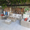 TOSCANIA - Meble tarasowe. Duża sofa, 2 fotele, stół, podnóżek. OKRĄGŁY TECHNORATTAN TOSCANIA - Meble tarasowe. Duża sofa, 2 fotele, stół, podnóżek. OKRĄGŁY TECHNORATTAN