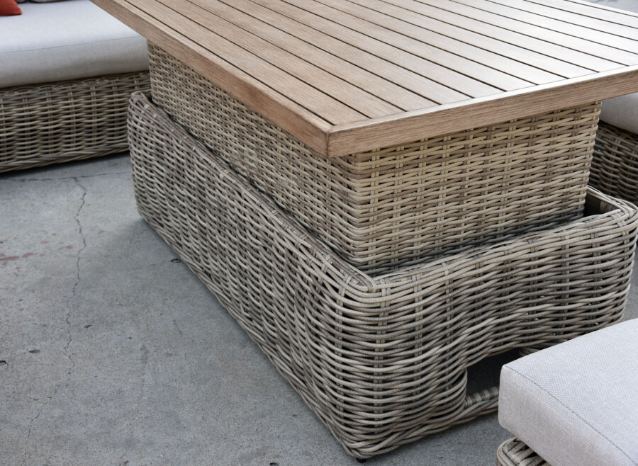 TOSCANIA - Meble tarasowe. Duża sofa, 2 fotele, stół, podnóżek. OKRĄGŁY TECHNORATTAN TOSCANIA - Meble tarasowe. Duża sofa, 2 fotele, stół, podnóżek. OKRĄGŁY TECHNORATTAN