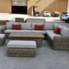 Meble z okrągłego technorattanu TOSCANIA CORNER BIG zestaw ogrodowy – Narożnik na taras + fotel + pufy
