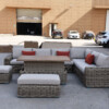 Meble z okrągłego technorattanu TOSCANIA CORNER BIG zestaw ogrodowy – Narożnik na taras + fotel + pufy