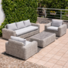 TOSCANIA - Meble tarasowe. Duża sofa, 2 fotele, stół, podnóżek. OKRĄGŁY TECHNORATTAN TOSCANIA - Meble tarasowe. Duża sofa, 2 fotele, stół, podnóżek. OKRĄGŁY TECHNORATTAN
