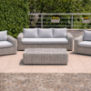TOSCANIA - Meble tarasowe. Duża sofa, 2 fotele, stół, podnóżek. OKRĄGŁY TECHNORATTAN TOSCANIA - Meble tarasowe. Duża sofa, 2 fotele, stół, podnóżek. OKRĄGŁY TECHNORATTAN