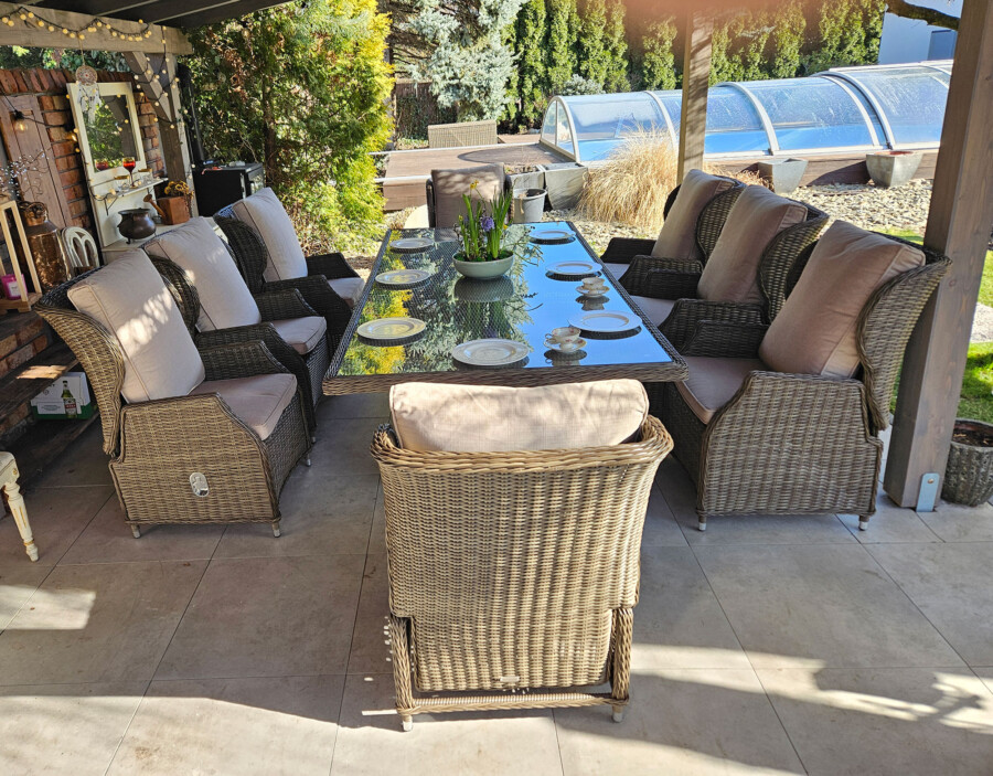 Zestaw ogrodowy KOLOSEUM 240 – stół 240x120 i 8 foteli