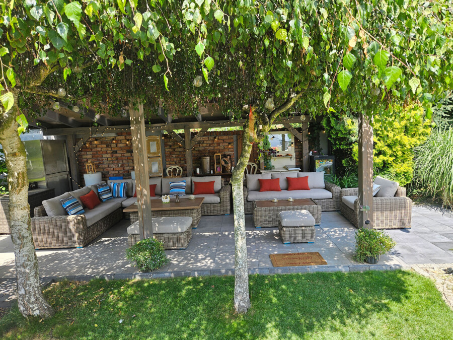 Duży komplet na taras TOSCANIA PREMIUM z Okrągłego Technorattanu – Bardzo duży zestaw na taras