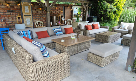 Duży komplet na taras TOSCANIA PREMIUM z Okrągłego Technorattanu – Bardzo duży zestaw na taras