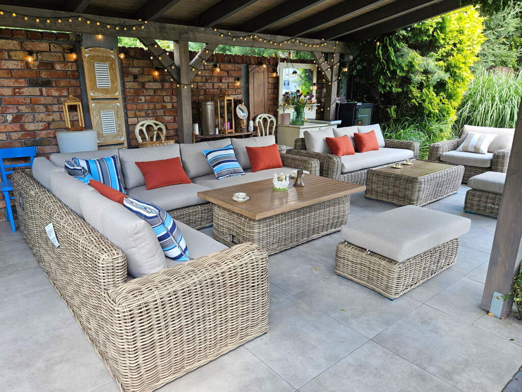 Duży komplet na taras TOSCANIA PREMIUM – narożnik, sofa 3-osobowa i fotel