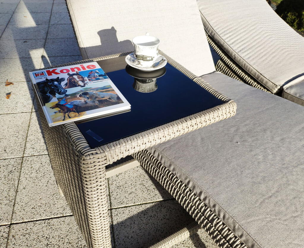 stolik do leżaka Leżak ogrodowy z kołami MILAN