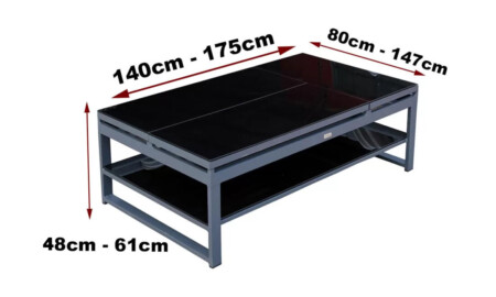 Regulowany / rozkładany stół z hartowanymi szybami do zestawów aluminiowych - RAGNAR